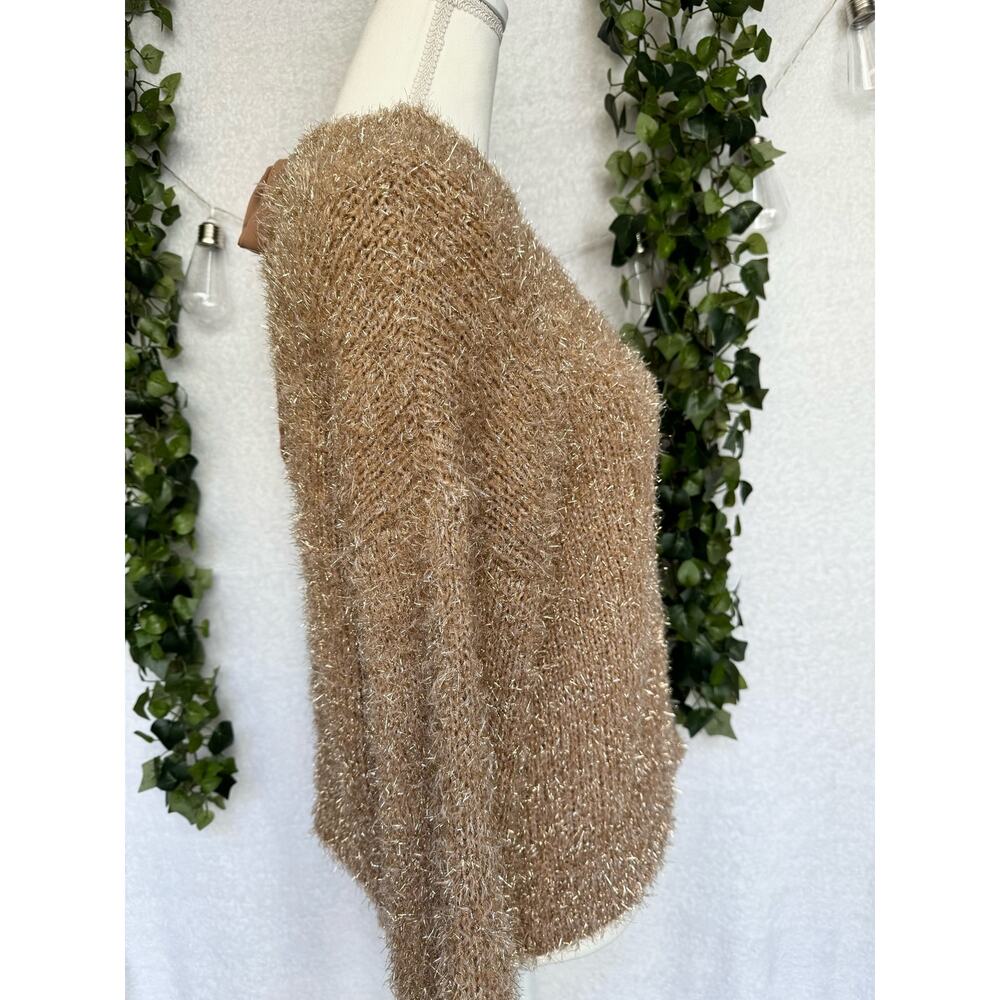 CATO Brown Sparkly Back Bow Balloon Sleeved Sweater Women's Small - Picture 6 of 11